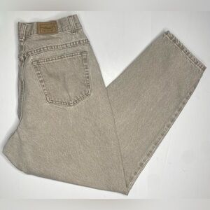 Vintage L.L. Bean Tan Denim Wash Tapered Mom Jeans Sz 28